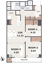 井之頭第2パークサイドマンション 3LDKの間取図画像