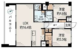 近鉄ハイツ新宿 2LDKの間取図画像