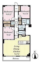 パークビュー狛江 3LDKの間取図画像