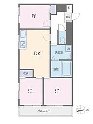 サンユーハイツ 3DKの間取図画像