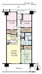 オーベルグランディオ東大和 3LDKの間取図画像
