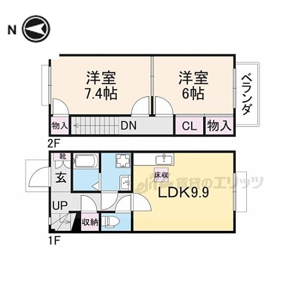 滋賀県長浜市木之本町千田(賃貸テラスハウス2LDK・1階・59.62㎡)の写真 その2