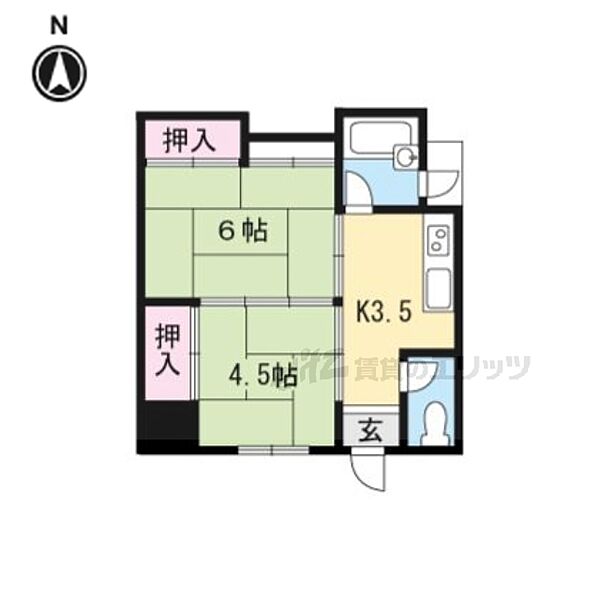 マンション長等 203｜滋賀県大津市長等３丁目(賃貸マンション2K・2階・34.02㎡)の写真 その2