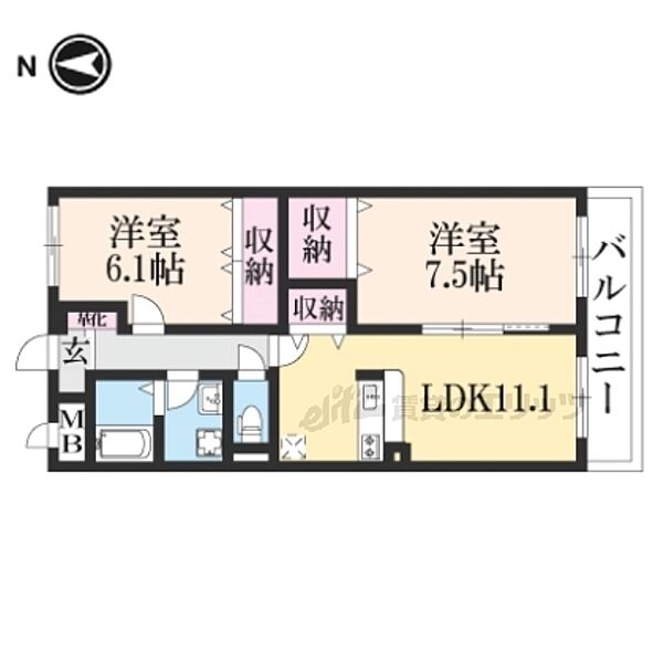 滋賀県長浜市弥高町(賃貸マンション2LDK・2階・59.85㎡)の写真 その2