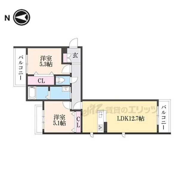 シャーメゾン　セレジェイラ 305｜滋賀県長浜市勝町(賃貸マンション2LDK・3階・57.90㎡)の写真 その2