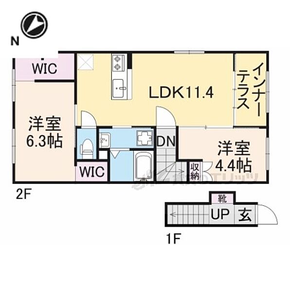 チェスナッツ 202｜滋賀県米原市宇賀野(賃貸アパート2LDK・1階・57.85㎡)の写真 その2