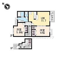 滋賀県東近江市東沖野２丁目（賃貸アパート2LDK・2階・65.64㎡） その2