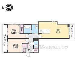 シトリネ 2階2LDKの間取り