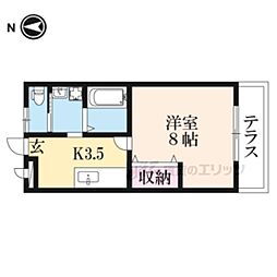 グラシャス 1階1Kの間取り