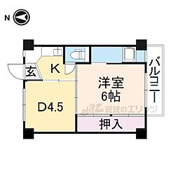 JR北陸本線 田村駅 徒歩32分の賃貸マンション 3階1DKの間取り