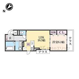 グローブ 1階1LDKの間取り