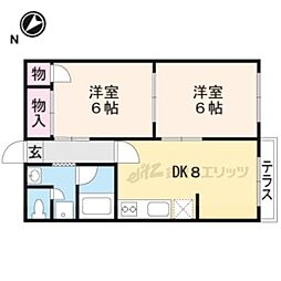 近江鉄道近江本線 水口駅 徒歩15分の賃貸アパート 1階2DKの間取り