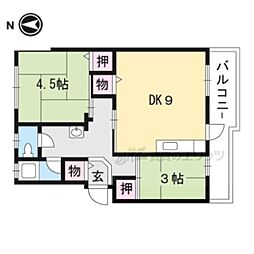 辻ハイツ 2LDKの間取図画像