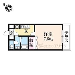 アビエスI 1階1Kの間取り