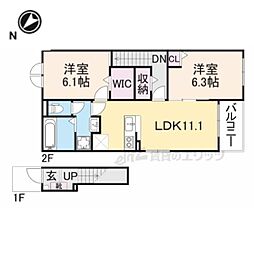 カルムメゾンＫ・III 2階2LDKの間取り