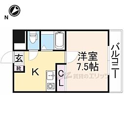 エスポＲIII 4階1Kの間取り