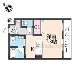 クレアシオン 2階ワンルームの間取り