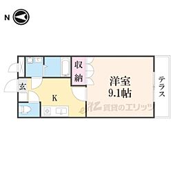 JR北陸本線 長浜駅 6.1kmの賃貸アパート 1階1Kの間取り