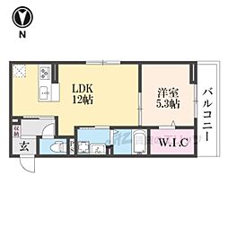 JR北陸本線 長浜駅 徒歩34分の賃貸アパート 3階1LDKの間取り