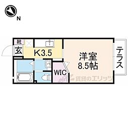 サンライズマンション 1階1Kの間取り