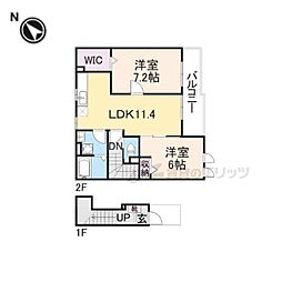 テラ・ソレイユ 2階2LDKの間取り