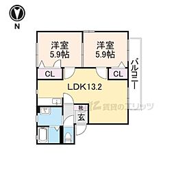 ＳＨＩＲＡＨＡＥ 2階2LDKの間取り