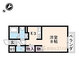 グランパルクＡ棟 1階1Kの間取り