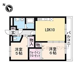 リジエールＮ 3階2LDKの間取り