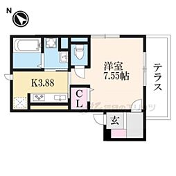 ＬＡ　ＶＩＬＬＡ五個荘　Ｂ棟 2階1Kの間取り