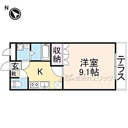 JR北陸本線 長浜駅 3.2kmの賃貸アパート 1階1Kの間取り