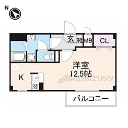 パルコ庄界 2階ワンルームの間取り
