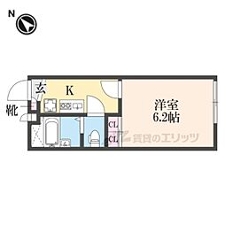 レオパレス安清.K 1Kの間取図画像