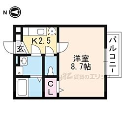 アルページュ小倉 1Kの間取図画像