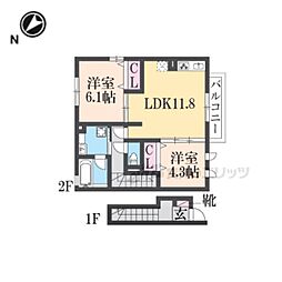 Takeemu 2LDKの間取図画像