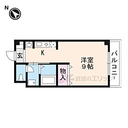 メルベーユ伊勢 1Kの間取図画像