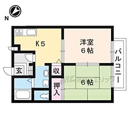 ハイツセステット 2DKの間取図画像