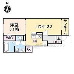 コンフォール水口 1LDKの間取図画像
