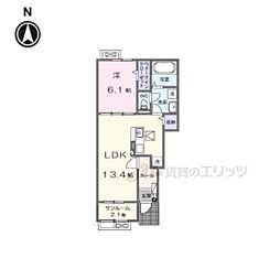 ソレイユI 2LDKの間取図画像