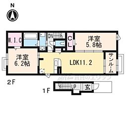 ウィステリア2 2LDKの間取図画像