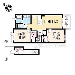 パンジーハウス 1LDKの間取図画像