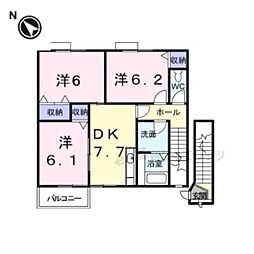 エメシャンブル1 3DKの間取図画像