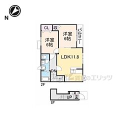 ラネージュ3番館 2LDKの間取図画像