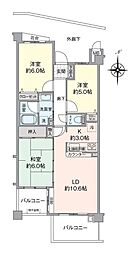 府中武蔵野台ダイヤモンドマンション 3LDKの間取図画像