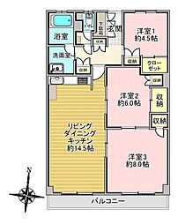 藻岩マンション 2SLDKの間取図画像