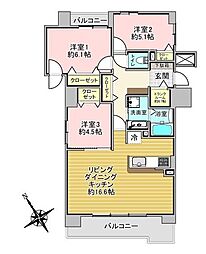 ロイヤルシャトー白石本通 3LDKの間取図画像