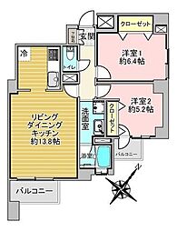 アルファコート白石 2LDKの間取図画像