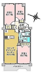 おおやちビレジ1号棟 3LDKの間取図画像