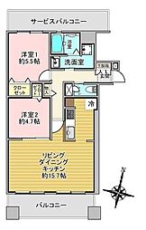 ダイアパレス北2条 2LDKの間取図画像