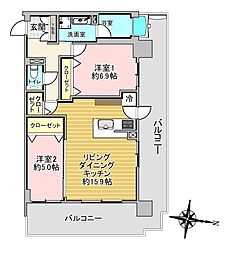 プレミスト札幌ターミナルタワー 2SLDKの間取図画像
