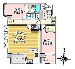 ラ・クラッセ札幌ステーションフロント2 2LDKの間取図画像